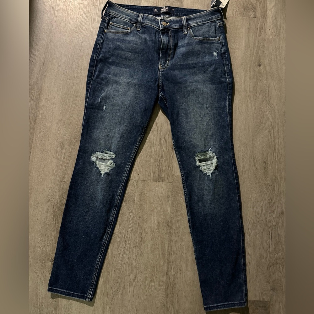 Hollister Dark Blue Distressed Skinny Jeans